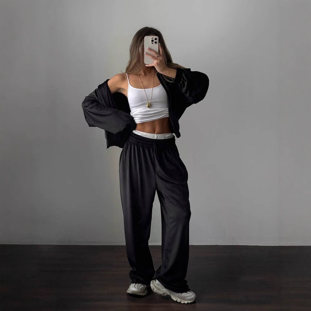 Damen sportliches Lounge-Set aus weichem Fleece mit lockerem Schnitt WW