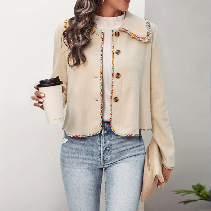 Damen elegante Jacke mit blumigen Akzenten und weichem Stoff WW