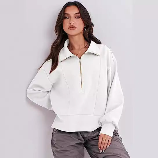 Damen Freizeit Viertel-Reißverschluss Pullover WW