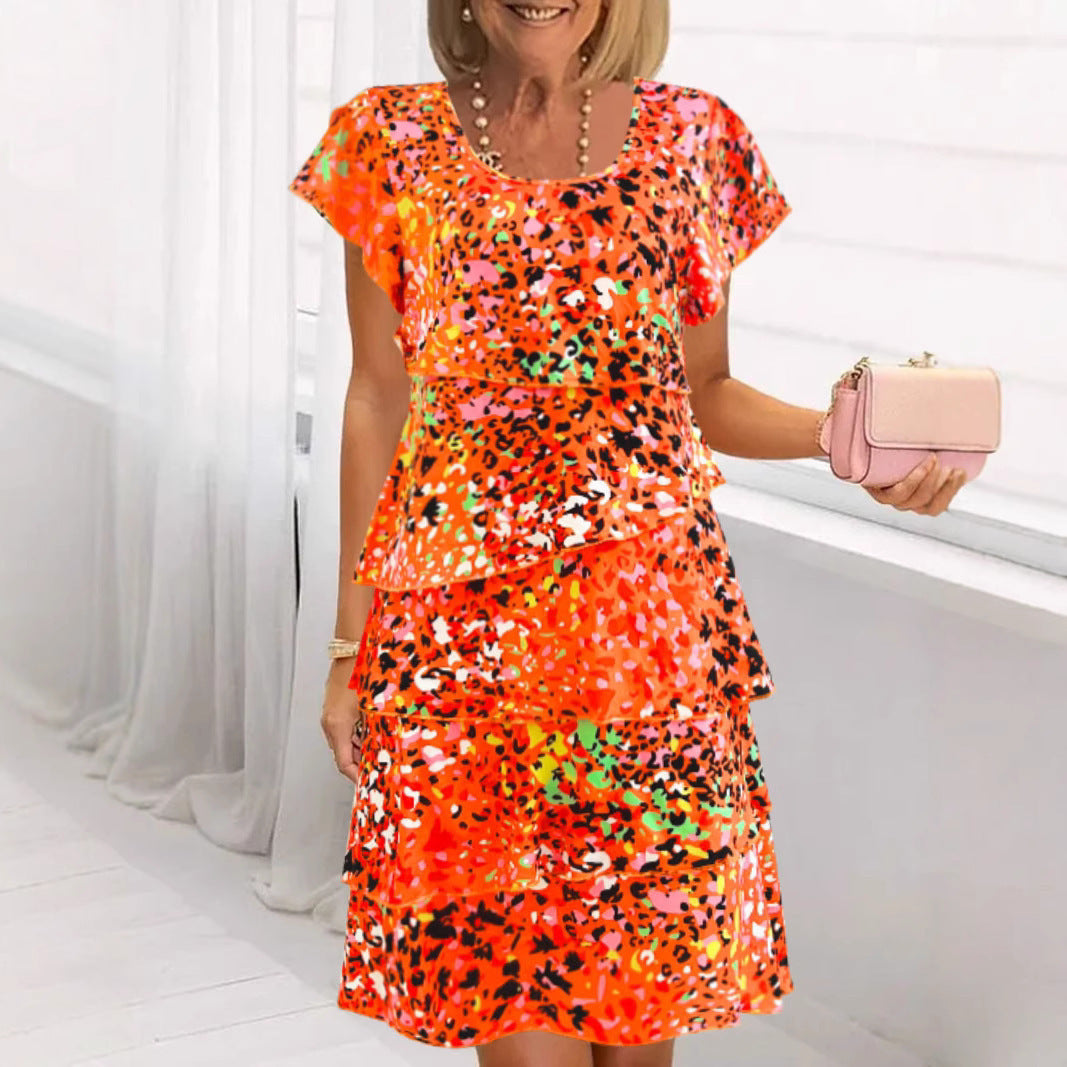 Damen Schickes Rüschenshirt-Kleid mit mehrlagigem Design WW
