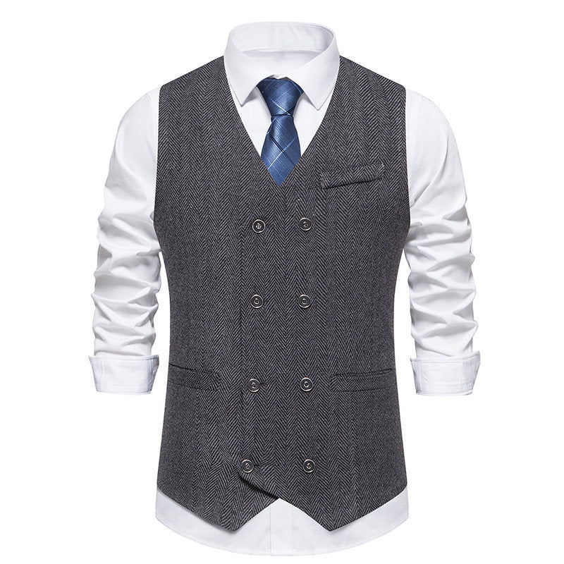 Herren elegante Doppelreiher-Weste im strukturierten Design WW