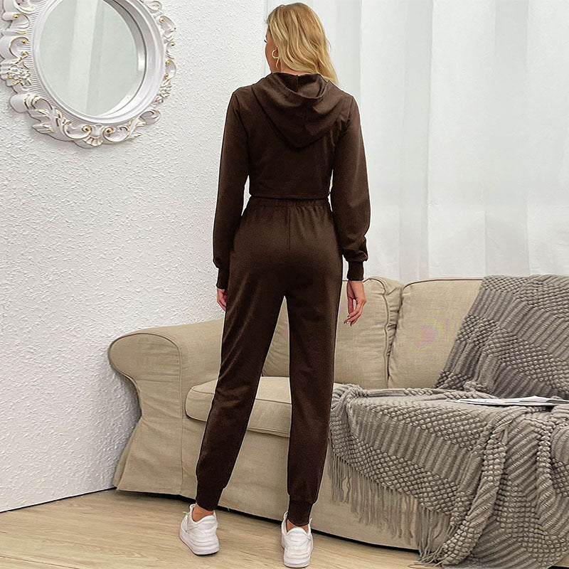Damen Sportliches Set mit kurzem Oberteil und elastischem Bund WW