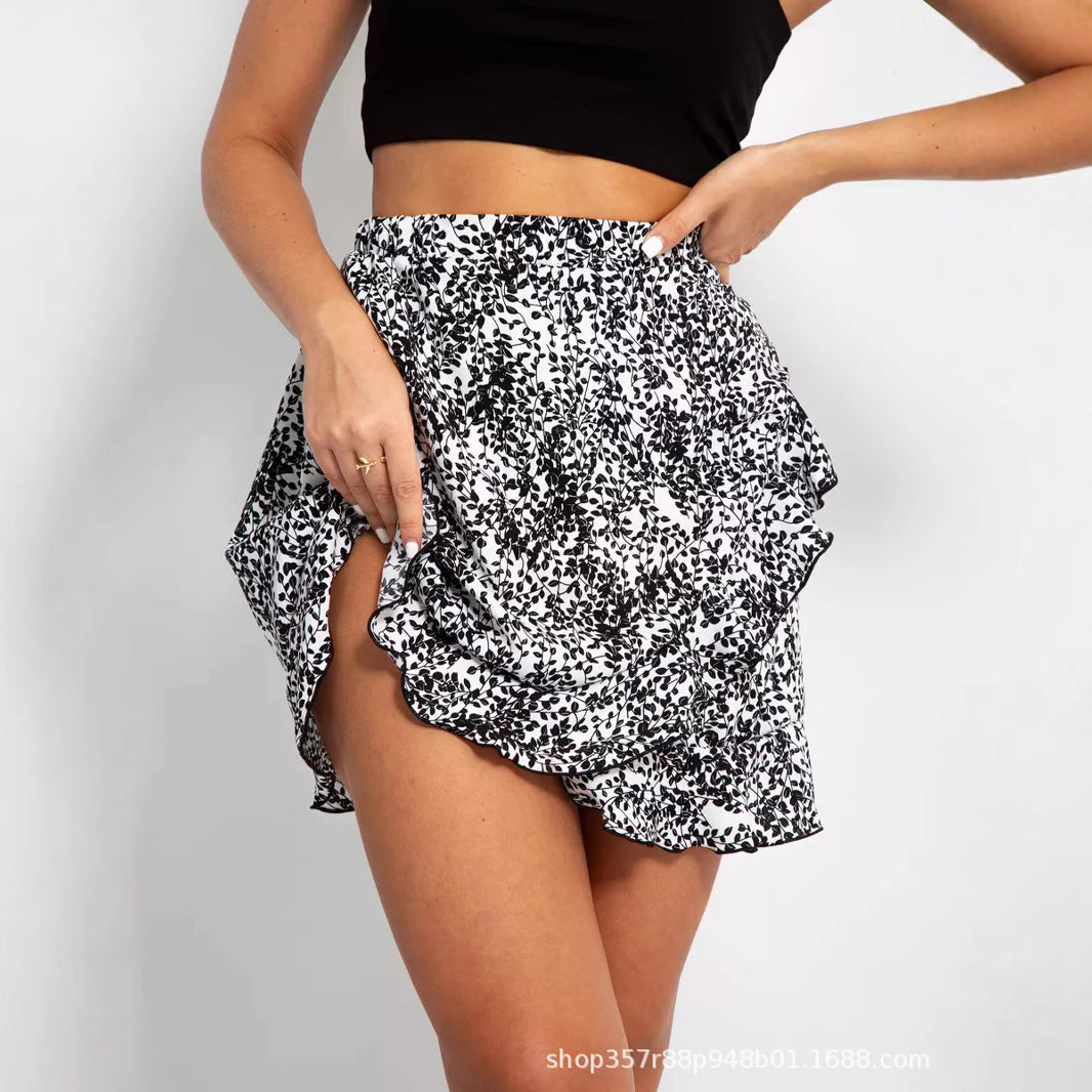 Damen Volantrock mit Blumenmuster WW