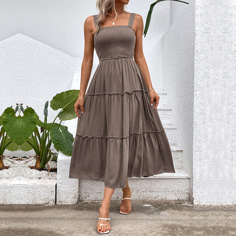 Damen Maxikleid mit Rüschensaum und elastischem Oberteil WW