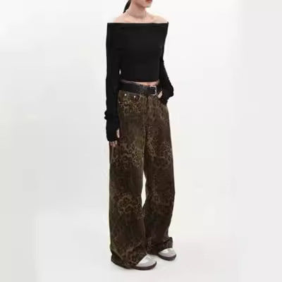Damen weit geschnittene Haremshose im Wildleder-Look WW