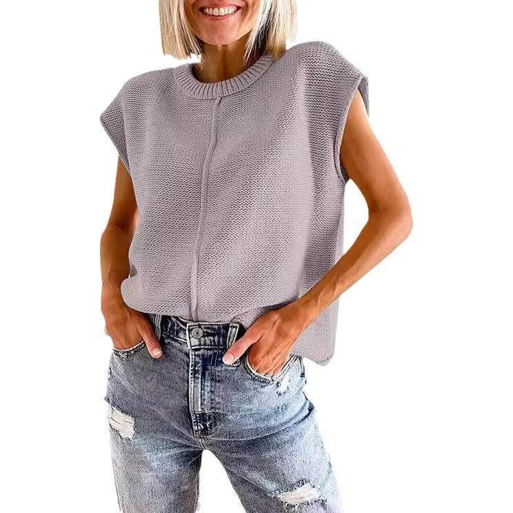 Damen lässiges Strickoberteil mit überschnittenen Schultern und strukturierter Textur WW