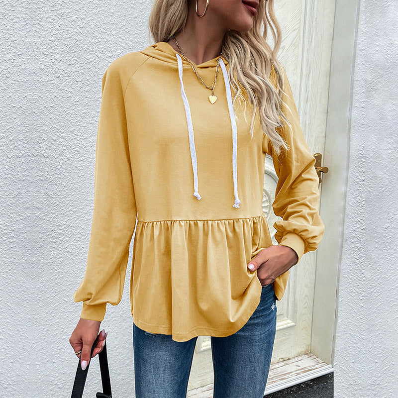 Damen Kapuzenpullover mit schicker Rüsche WW