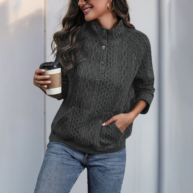 Damen Übergangs-Pullover mit strukturiertem Strickmuster und praktischer Kängurutasche WW