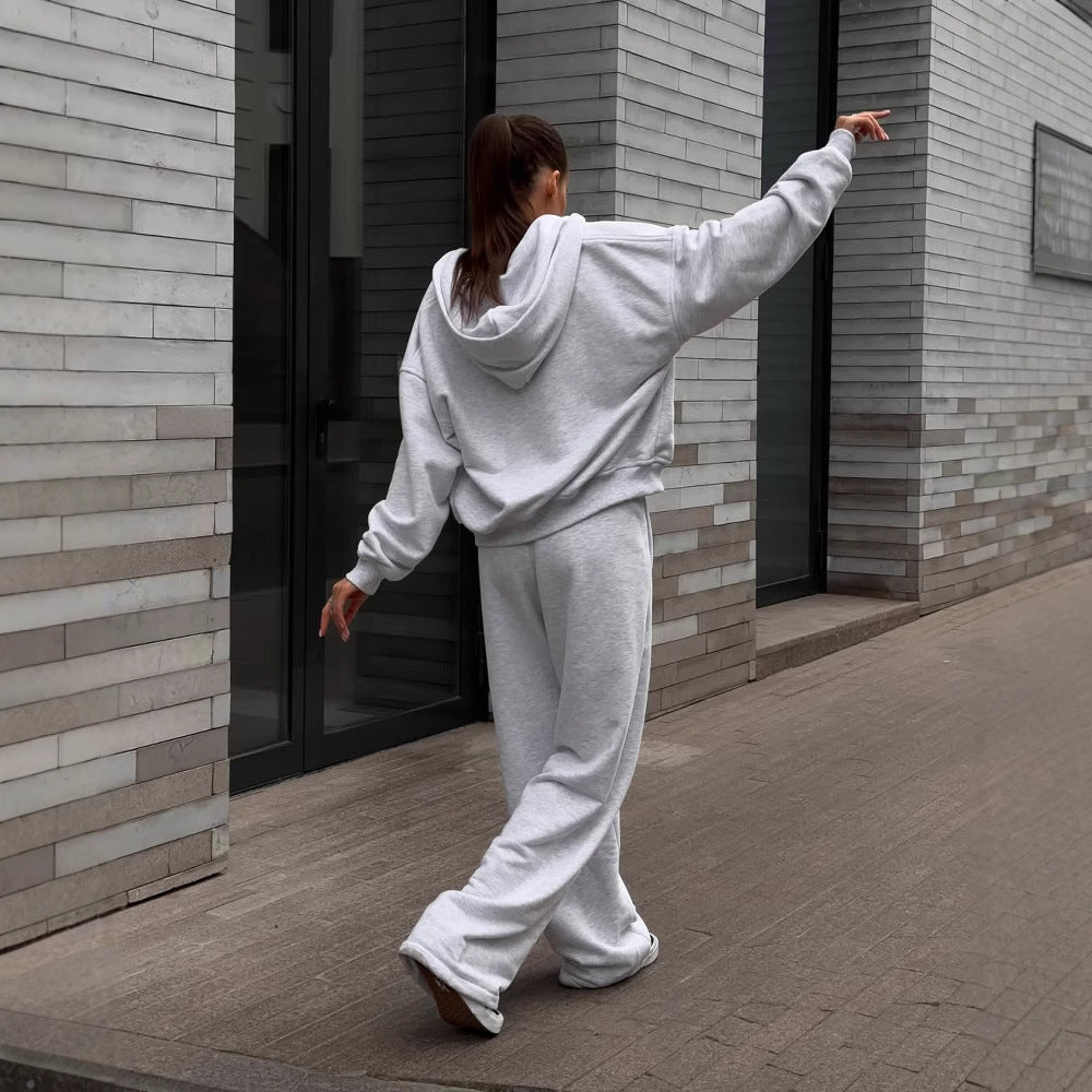 Damen lässiges Kapuzensweatshirt und weite Jogginghose-Set WW