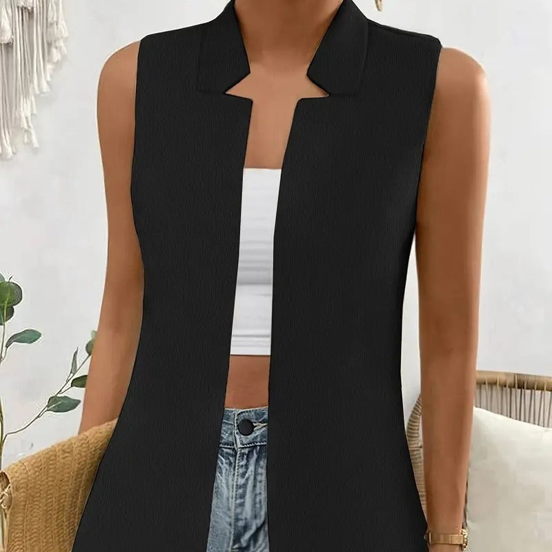 Damen ärmellose Blazerjacke mit modernem Schnitt und eleganten Details WW