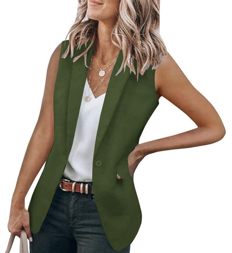 Damen ärmelloser Blazer mit modernem Schnitt und eleganten Falten WW