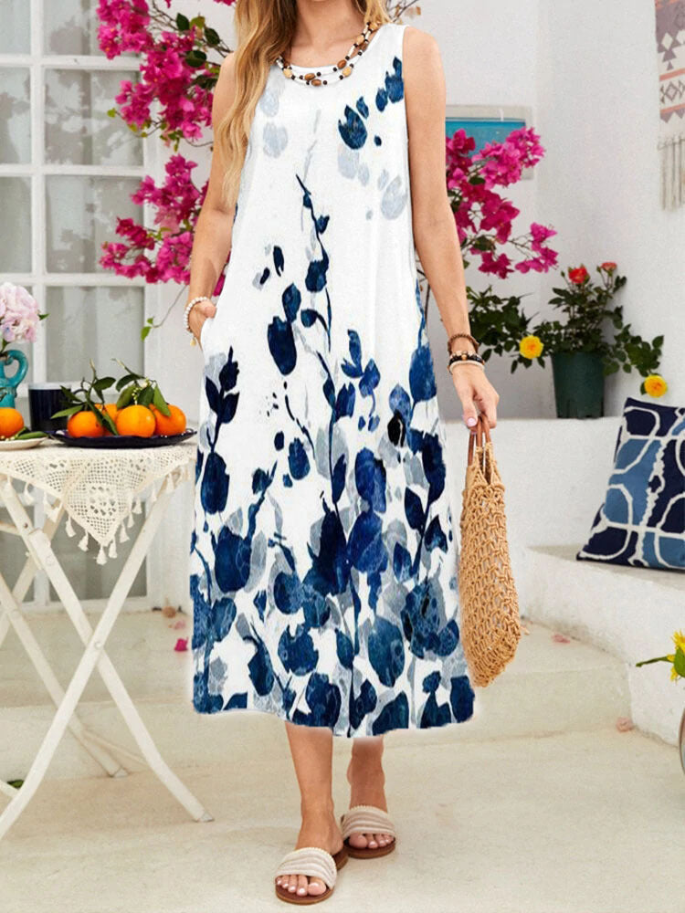 Damen ärmelloses Maxikleid mit floralen Akzenten WW