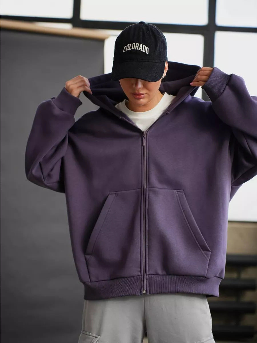Damen lässiger Kapuzenjacke mit praktischem Reißverschluss und großen Taschen WW