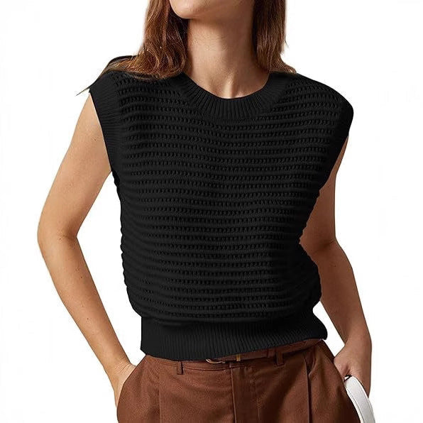 Damen luftiges Strickoberteil mit transparenter Maschenstruktur WW