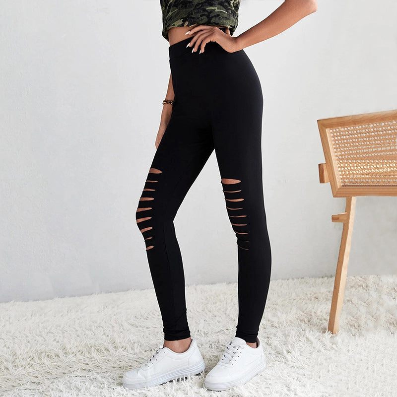 Damen Leggings mit modischen Cut-Outs und hohem Bund WW