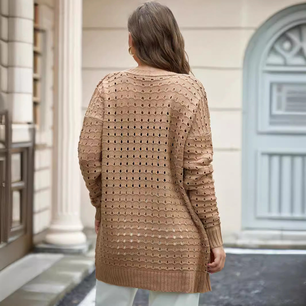 Damen Strickjacke mit luftiger Lochmuster-Optik WW