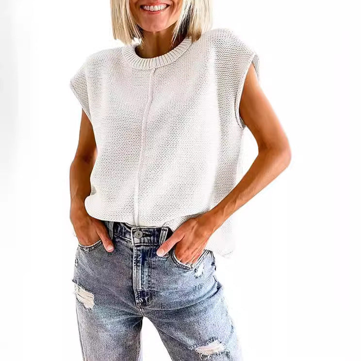 Damen lässiges Strickoberteil mit überschnittenen Schultern und strukturierter Textur WW