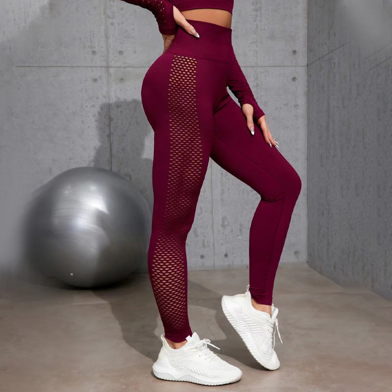 Damen Sportleggings mit Netzdetails und hohem Bund WW