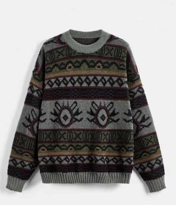 Damen lässiger Pullover mit vielfältigem Ethnomuster WW