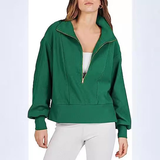Damen Freizeit Viertel-Reißverschluss Pullover WW