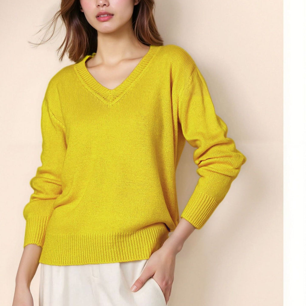 Damen Pullover mit V-Ausschnitt und strukturierter Optik WW