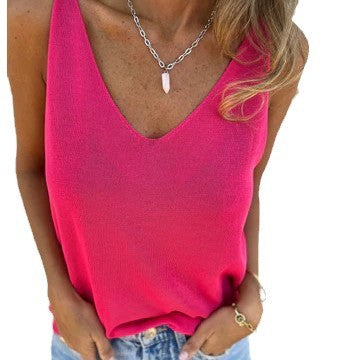 Damen V-Ausschnitt Top aus leichter Strukturware WW