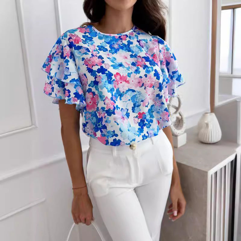 Damen Bluse mit voluminösen Rüschenärmeln WW
