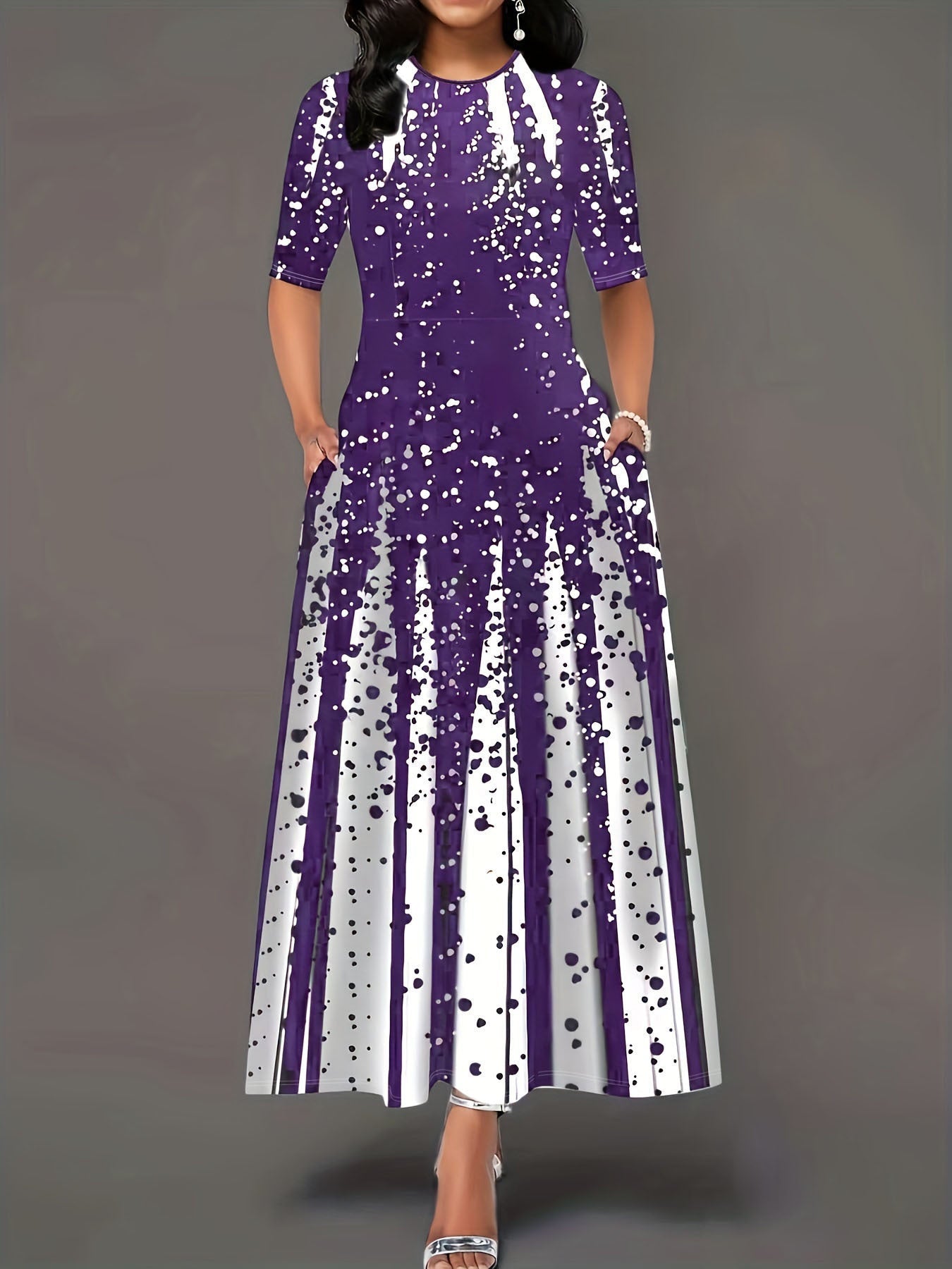 Damen Maxikleid mit elegantem Spritzmotiv WW