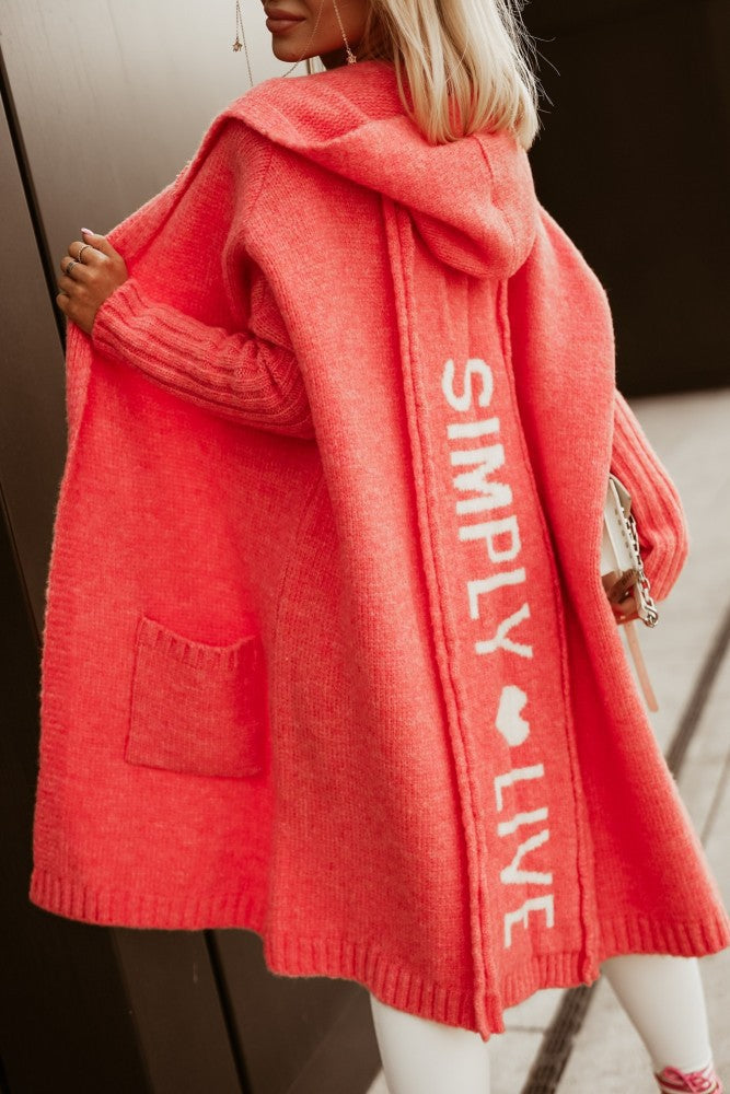 Damen Langarm-Strickmantel mit praktischen Taschen und offener Front WW