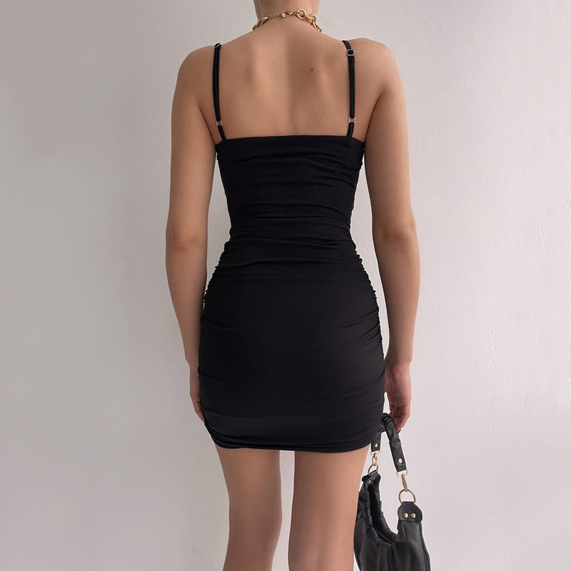 Damen Raffung Cut-Out Bodycon Kleid WW
