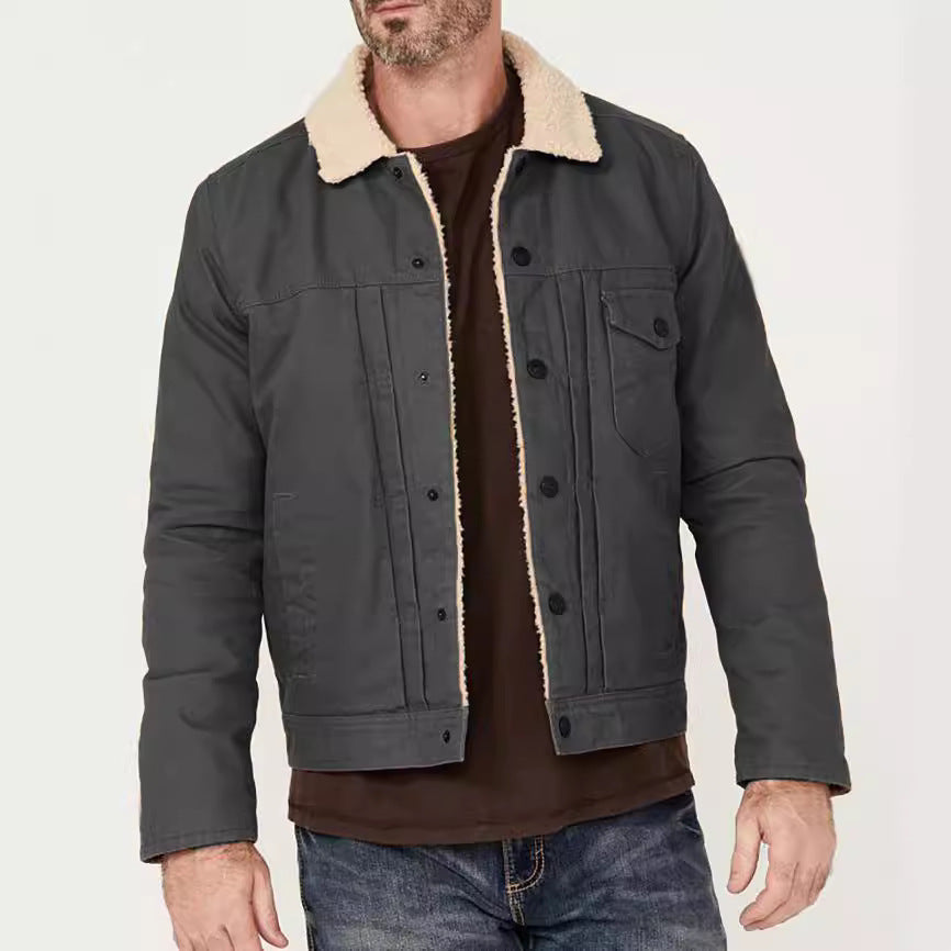 Herren Winterjacke aus strapazierfähigem Baumwollmaterial mit Teddyfutter und praktischen Taschen WW