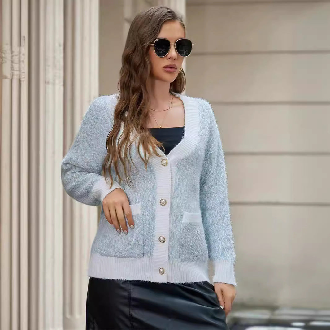 Damen oversized Strickjacke mit praktischen Taschen und stilvollen Knopfdetails WW