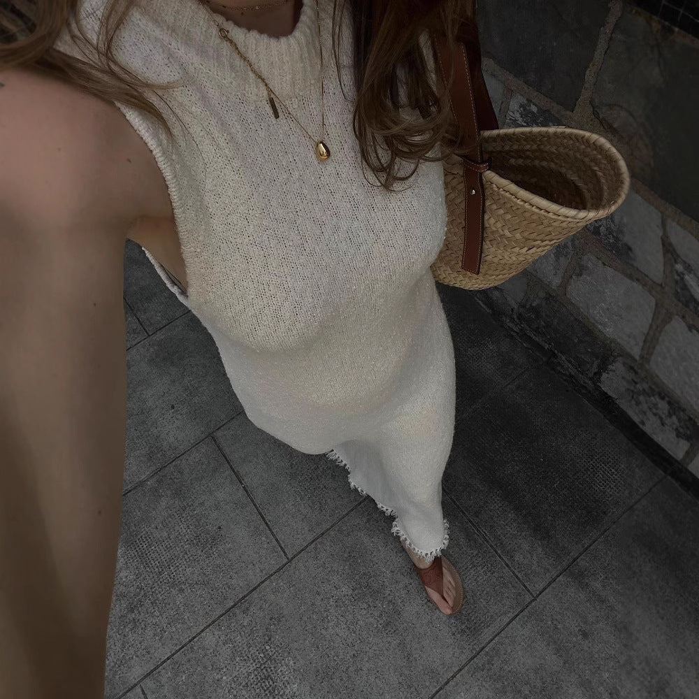 Damen Maxikleid mit Fransen und feiner Struktur WW