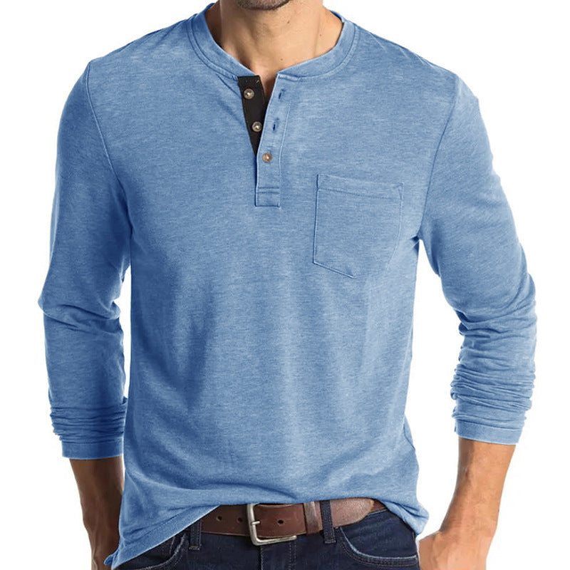 Herren Langarm-Hemd mit Knopfleiste und Brusttasche WW