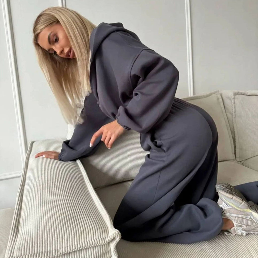 Damen lässiges Lounge-Set mit Hoodie und weiten Hosen WW