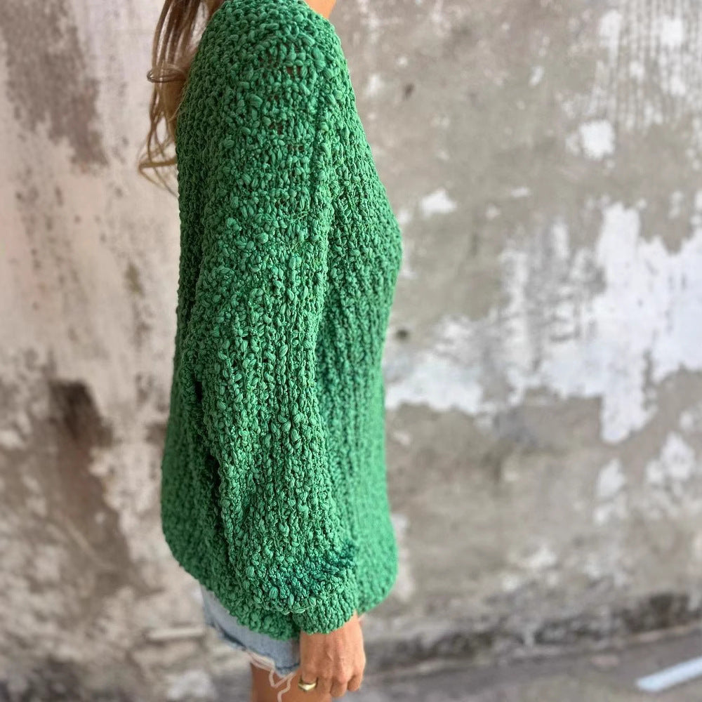 Damen Strickpullover mit V-Ausschnitt und lässigem Schnitt WW