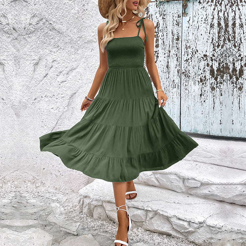 Damen Maxikleid mit luftiger Schnittführung und voluminösen Rüschendetails WW
