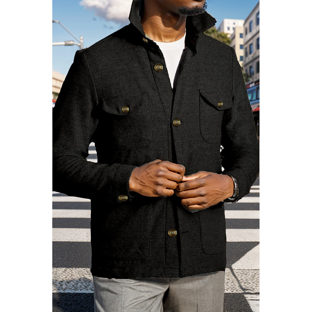Herren moderne Utility-Jacke mit praktischem Stehkragen und aufgesetzten Taschen WW