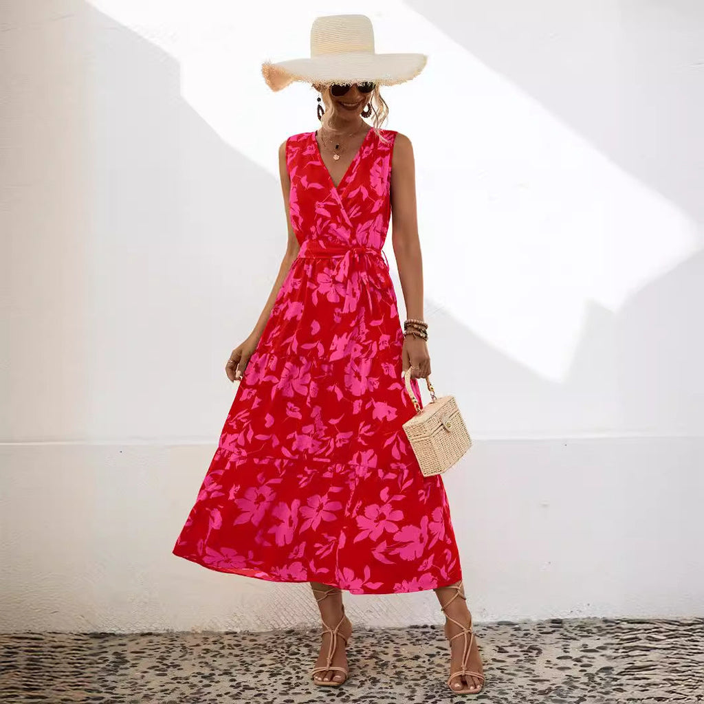 Damen Maxikleid mit verspieltem floralem Design und praktischen Bindebändern WW