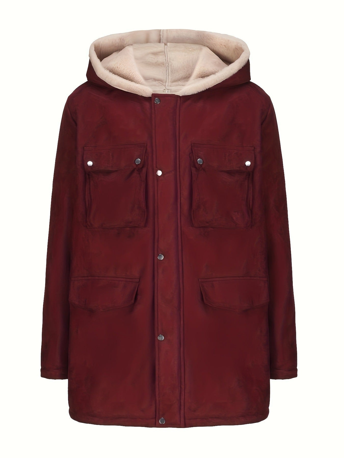 Damen Utility-Jacke mit warmem Teddy-Futter und praktischen Reißverschlusstaschen WW