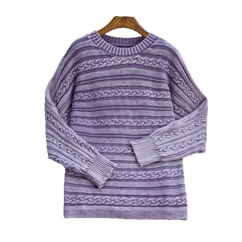 Damen Strickpullover mit detailiertem Zopfmuster und lässigem Schnitt WW