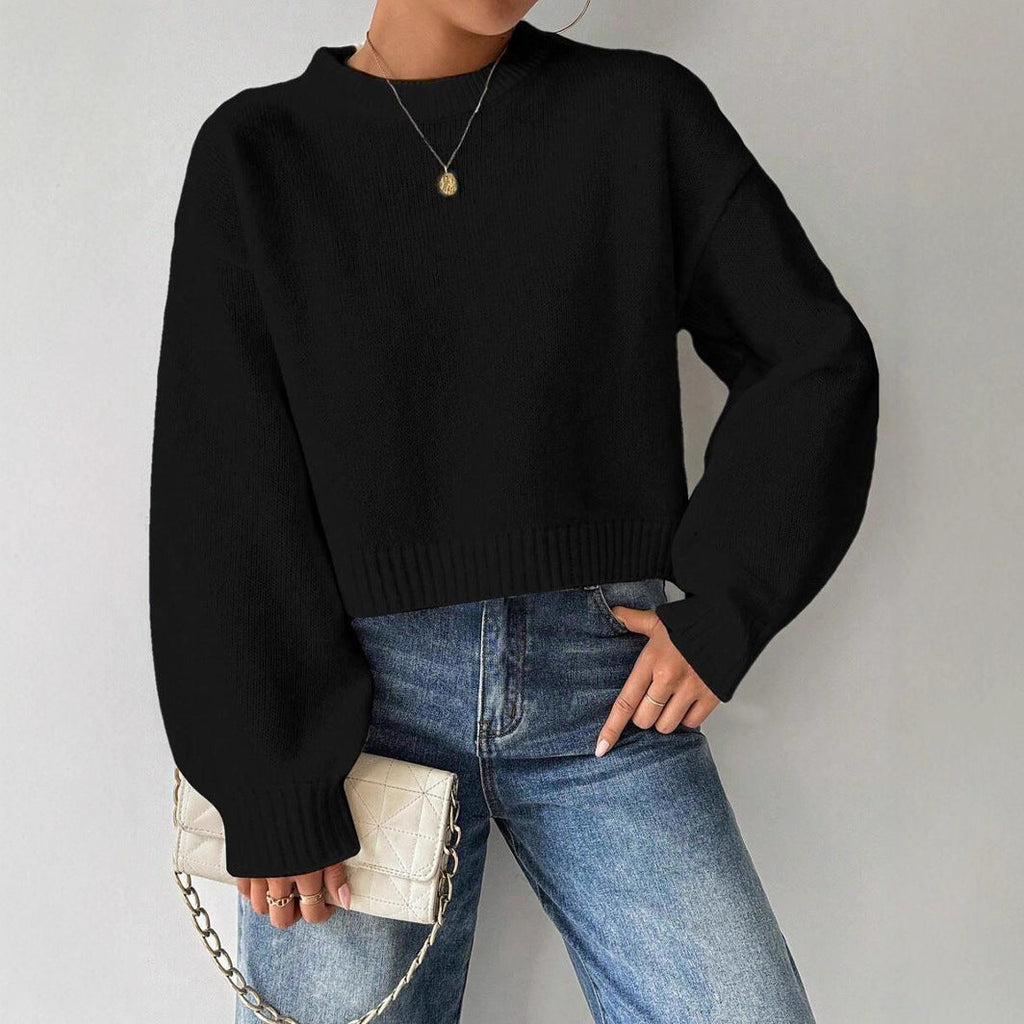 Damen modischer Oversized-Pullover mit lässigem Schnitt und breiten Ärmeln WW