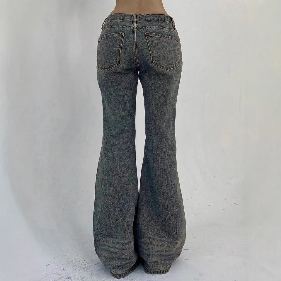 Damen Hochtaillierte Flared Jeans im Vintage-Look mit ausgestelltem Bein WW