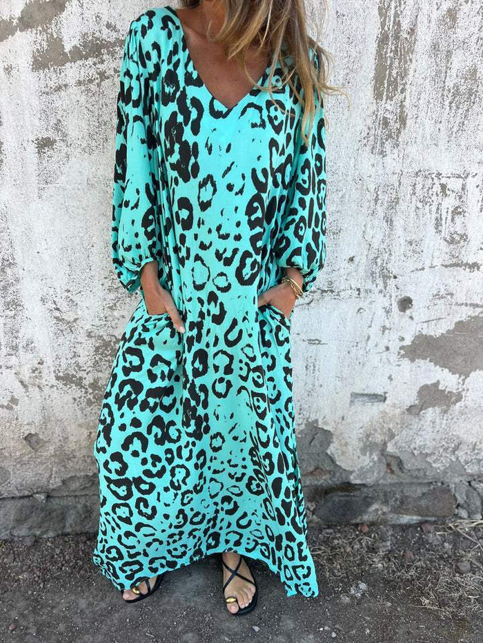 Damen Maxikleid im stilvollen Leopardenmuster WW