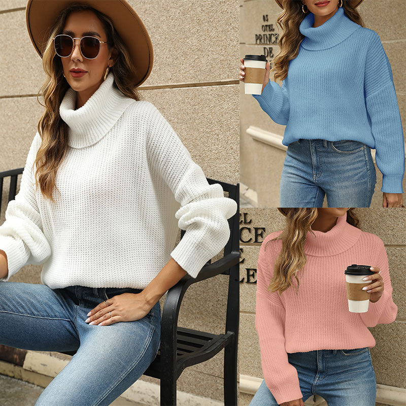 Damen Strickpullover mit weitem Kragen und strukturierter Maschenoptik WW