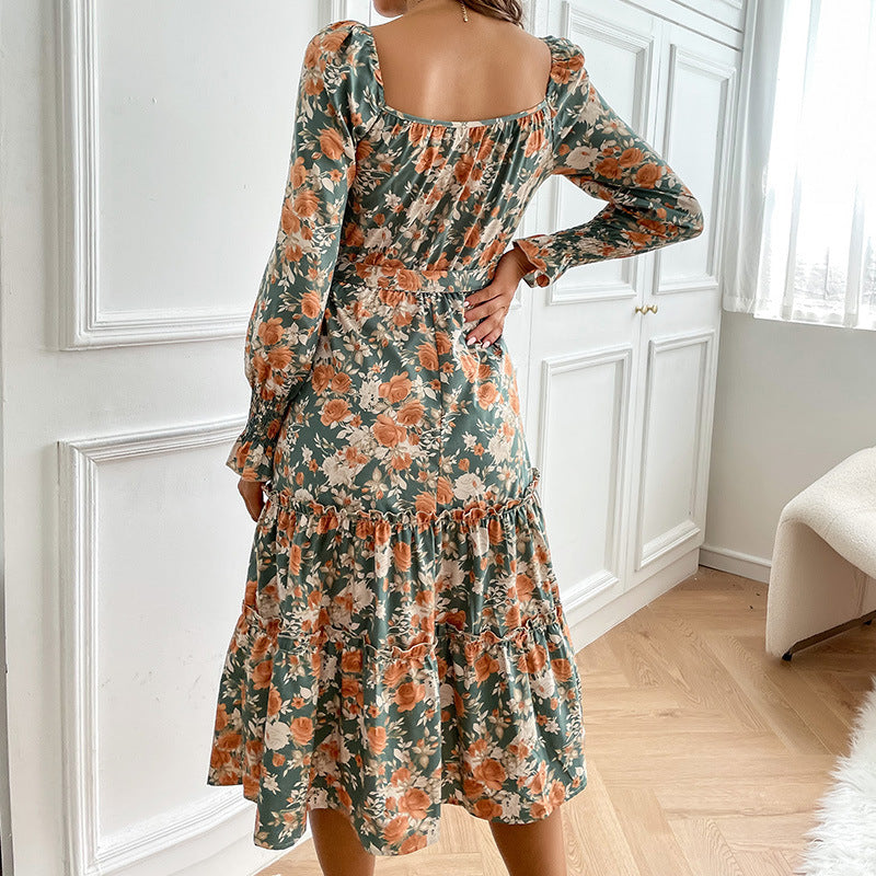 Damen Maxikleid mit elegantem floralen Design und taillierbarem Gürtel WW