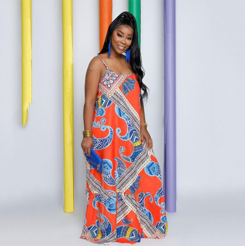 Damen Maxikleid mit verspieltem Paisleymuster und Spaghettiträgern WW
