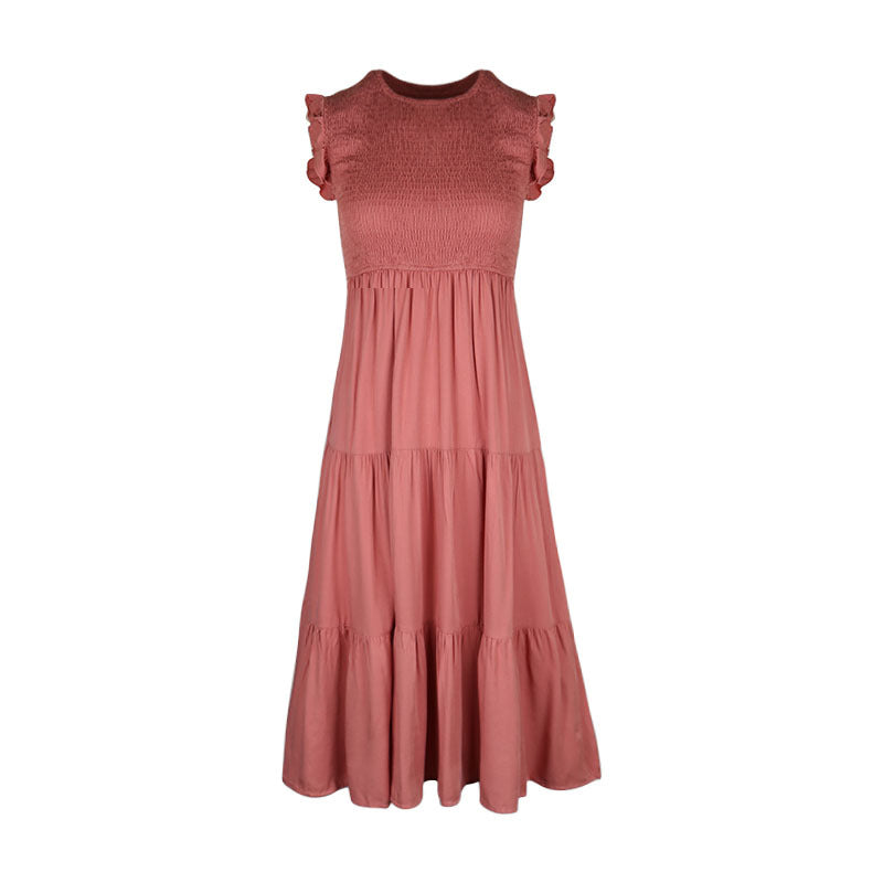 Damen Midi-Kleid mit Rüschen und Volantdetail WW