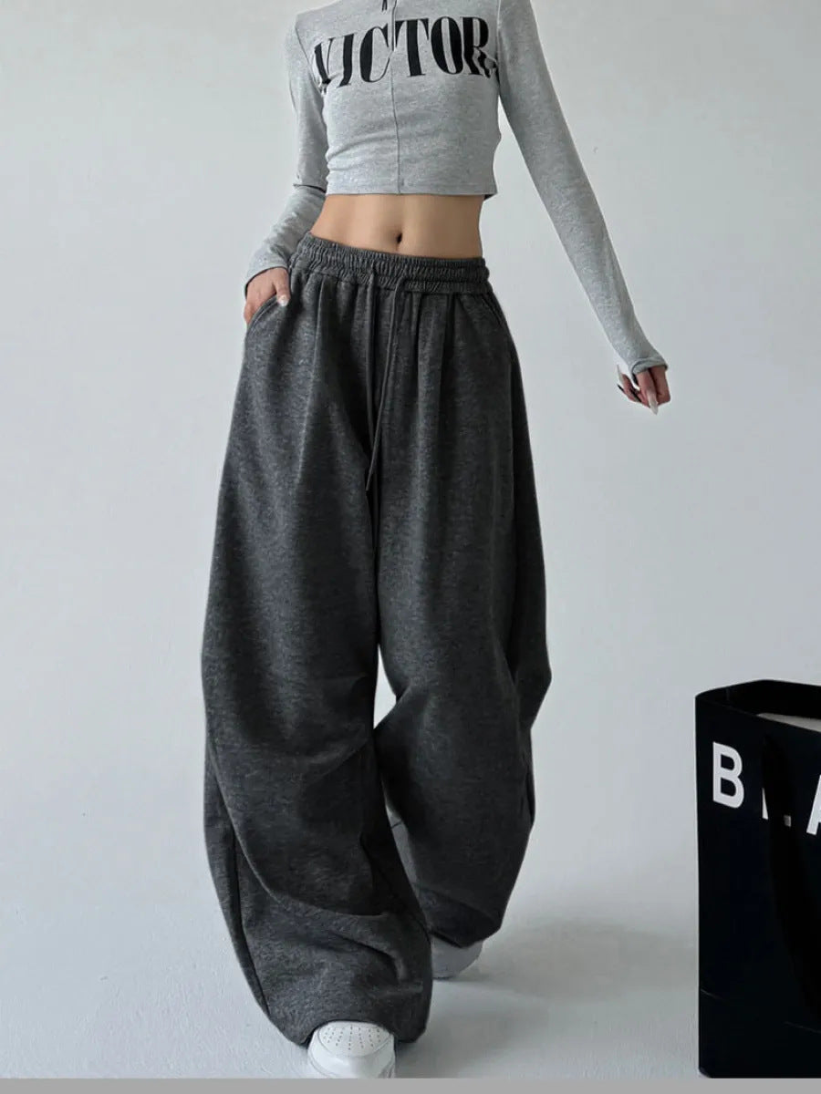 Damen Lässige Jogginghose mit weitem Schnitt und elastischem Bund WW