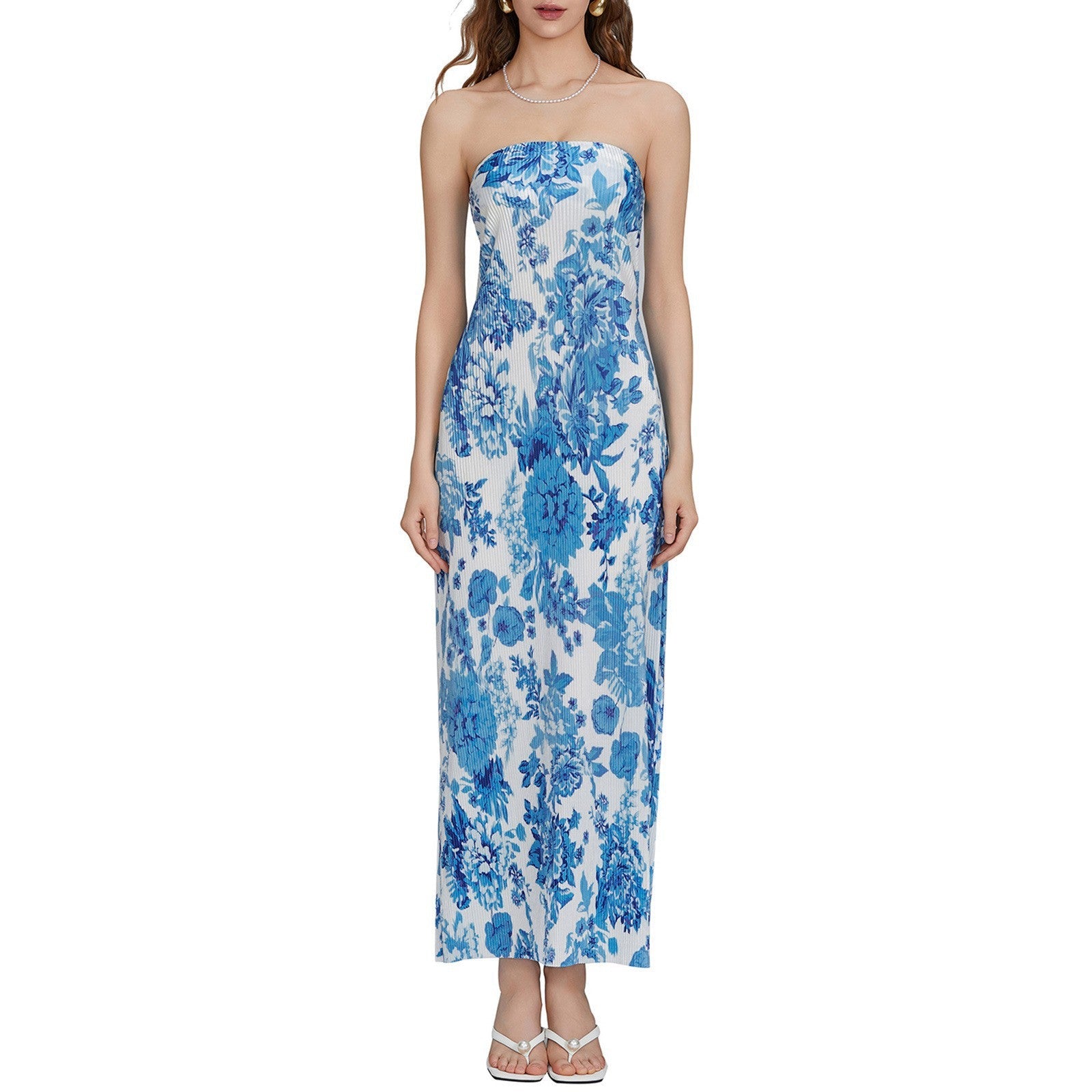 Damen Maxikleid mit buntem grafischen Muster WW